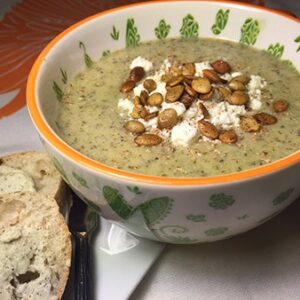 Broccoli Soup with Roasted Pumpkin Seeds